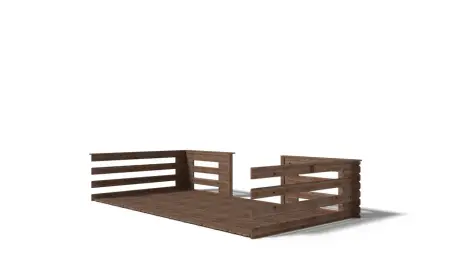 Terrasse en bois avec balustrade pour abri en bois - 8m2 - 4m x 2m - imprégnée - couleur: marron