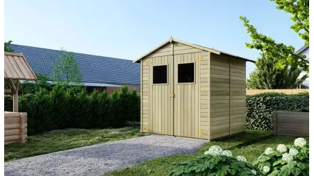 Abri de jardin en bois 3.46 m2 - 1.9x1.82 m - traité - Couleur: vert