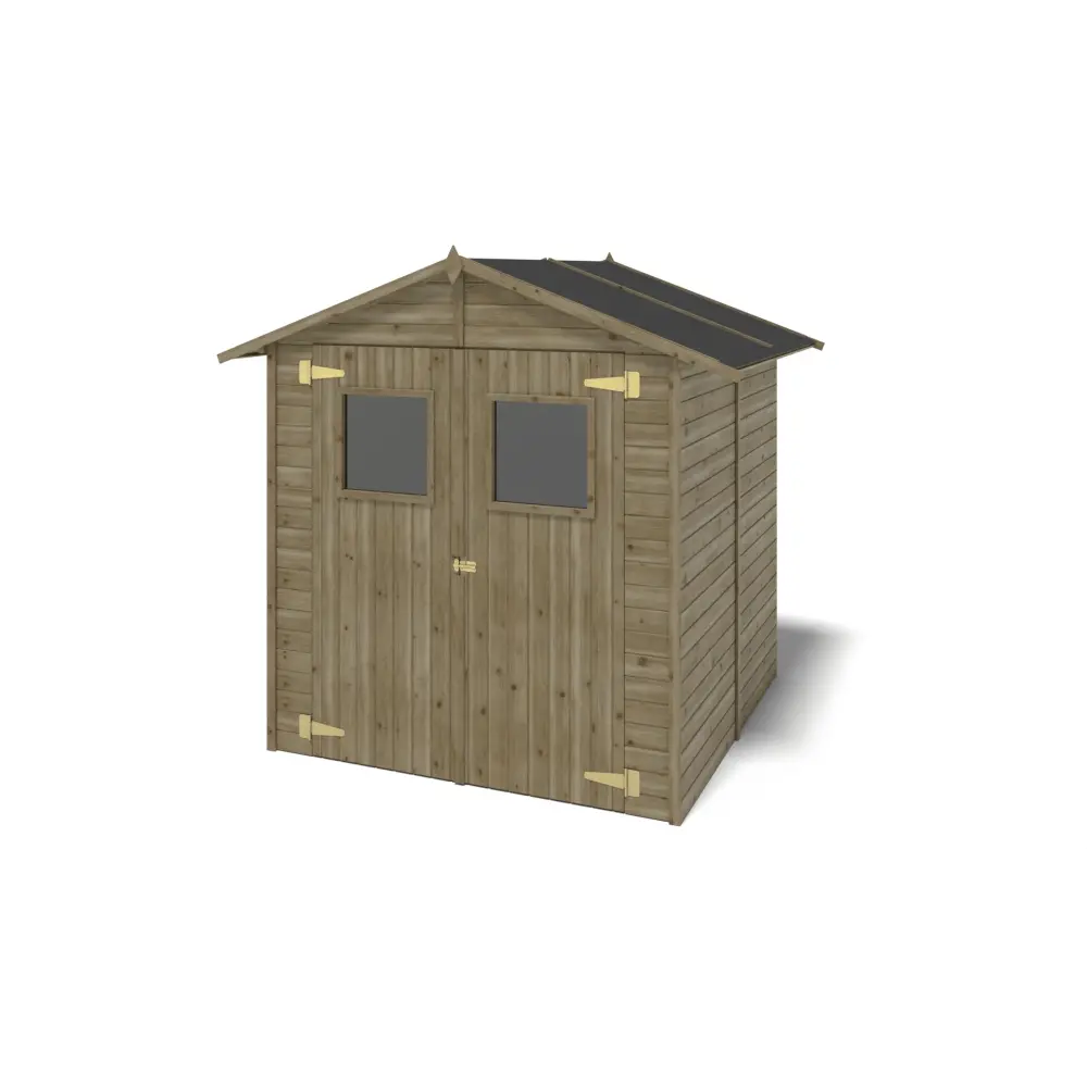 Abri de jardin en bois 3.46 m2 - 1.9x1.82 m - traité - Couleur: vert