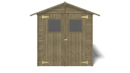 Abri de jardin en bois 3.46 m2 - 1.9x1.82 m - traité - Couleur: vert
