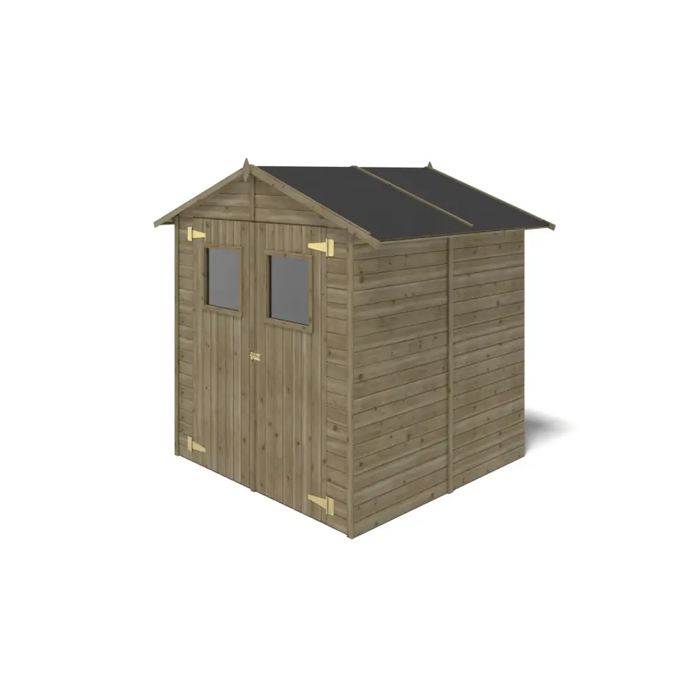 Abri de jardin en bois 3.46 m2 - 1.9x1.82 m - traité - Couleur: vert