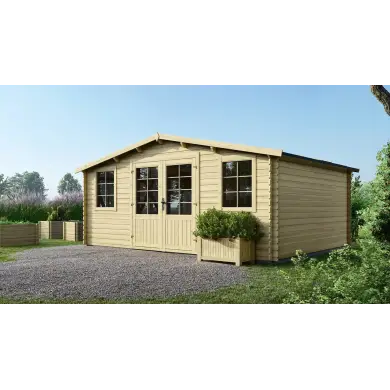 Abri de jardin en bois - 20m2 - 5x4m - Ep. 28mm - Couleur: naturel