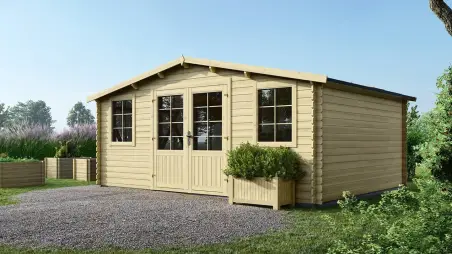 Abri de jardin en bois - 20m2 - 5x4m - Ep. 28mm - Couleur: naturel