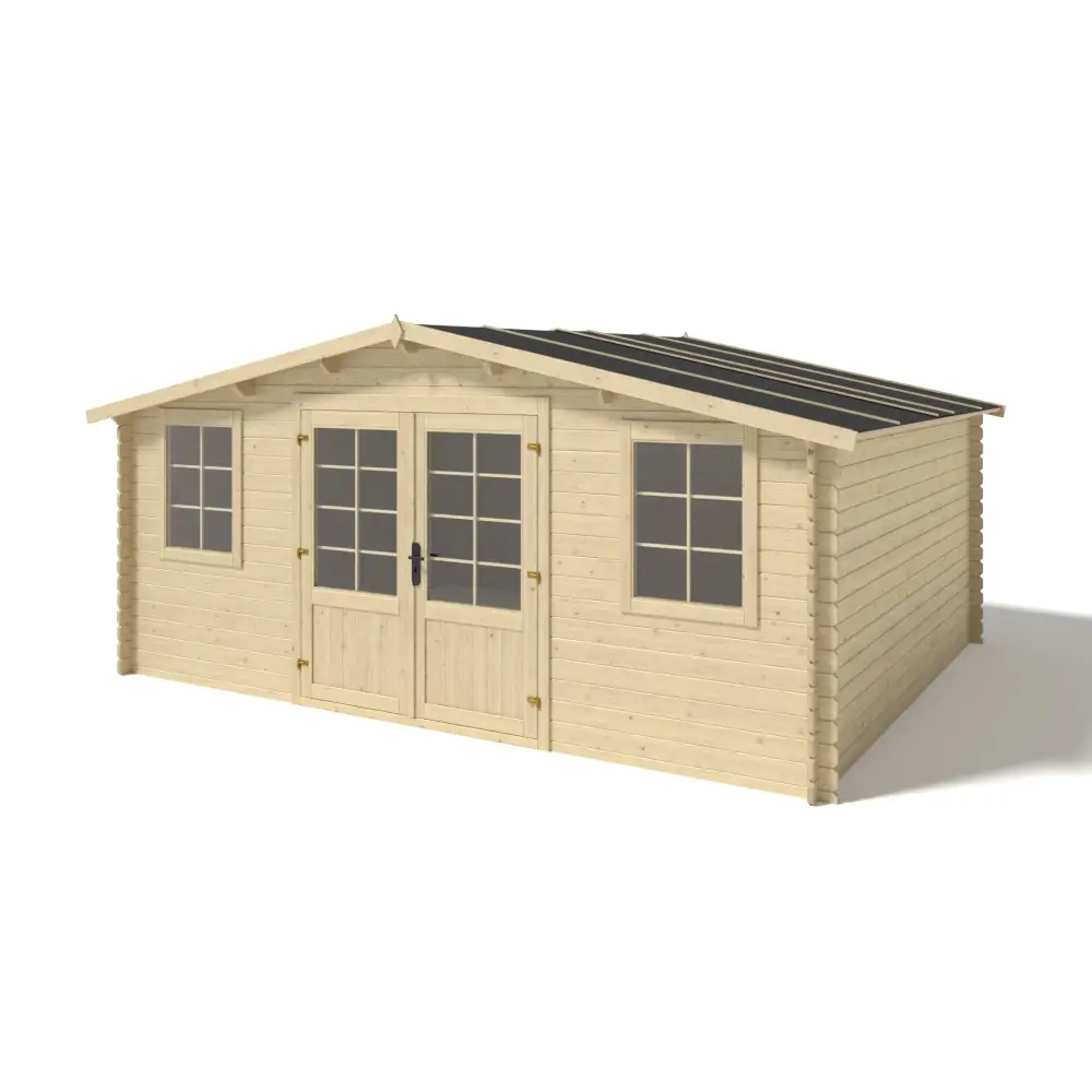Abri de jardin en bois - 20m2 - 5x4m - Ep. 28mm - Couleur: naturel