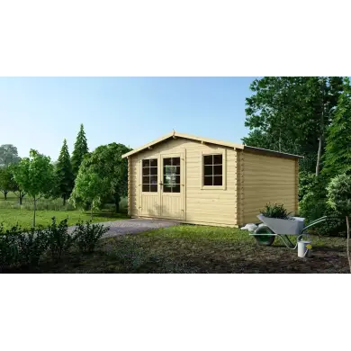 Abri de jardin en bois - 16m2 - 4x4m - Ep. 40mm - Couleur: naturel