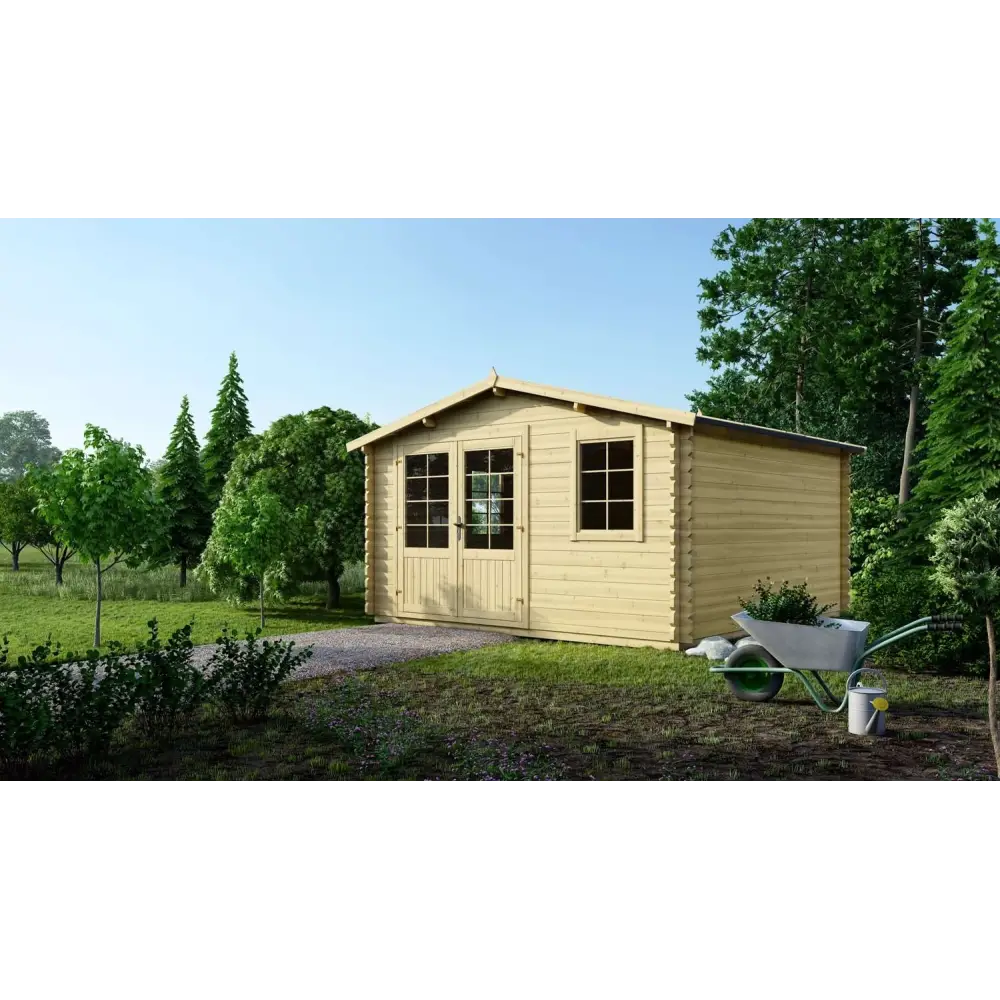 Abri de jardin en bois - 16m2 - 4x4m - Ep. 40mm - Couleur: naturel
