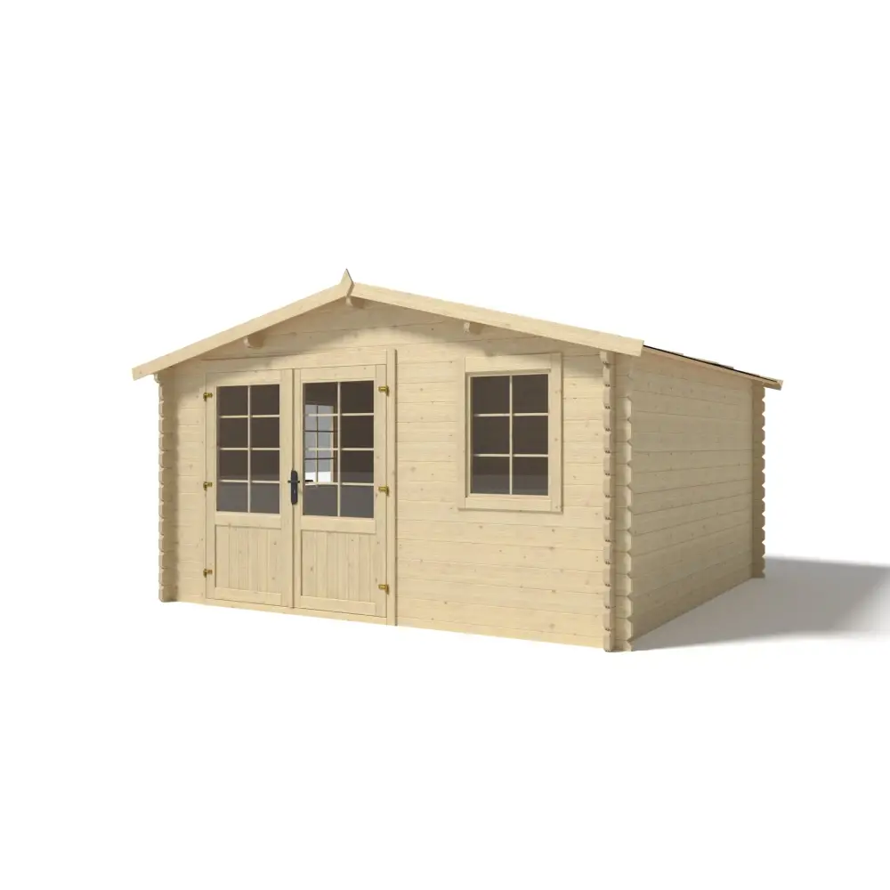 Abri de jardin en bois - 16m2 - 4x4m - Ep. 40mm - Couleur: naturel