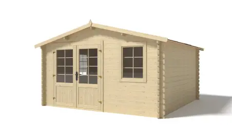 Abri de jardin en bois - 16m2 - 4x4m - Ep. 40mm - Couleur: naturel