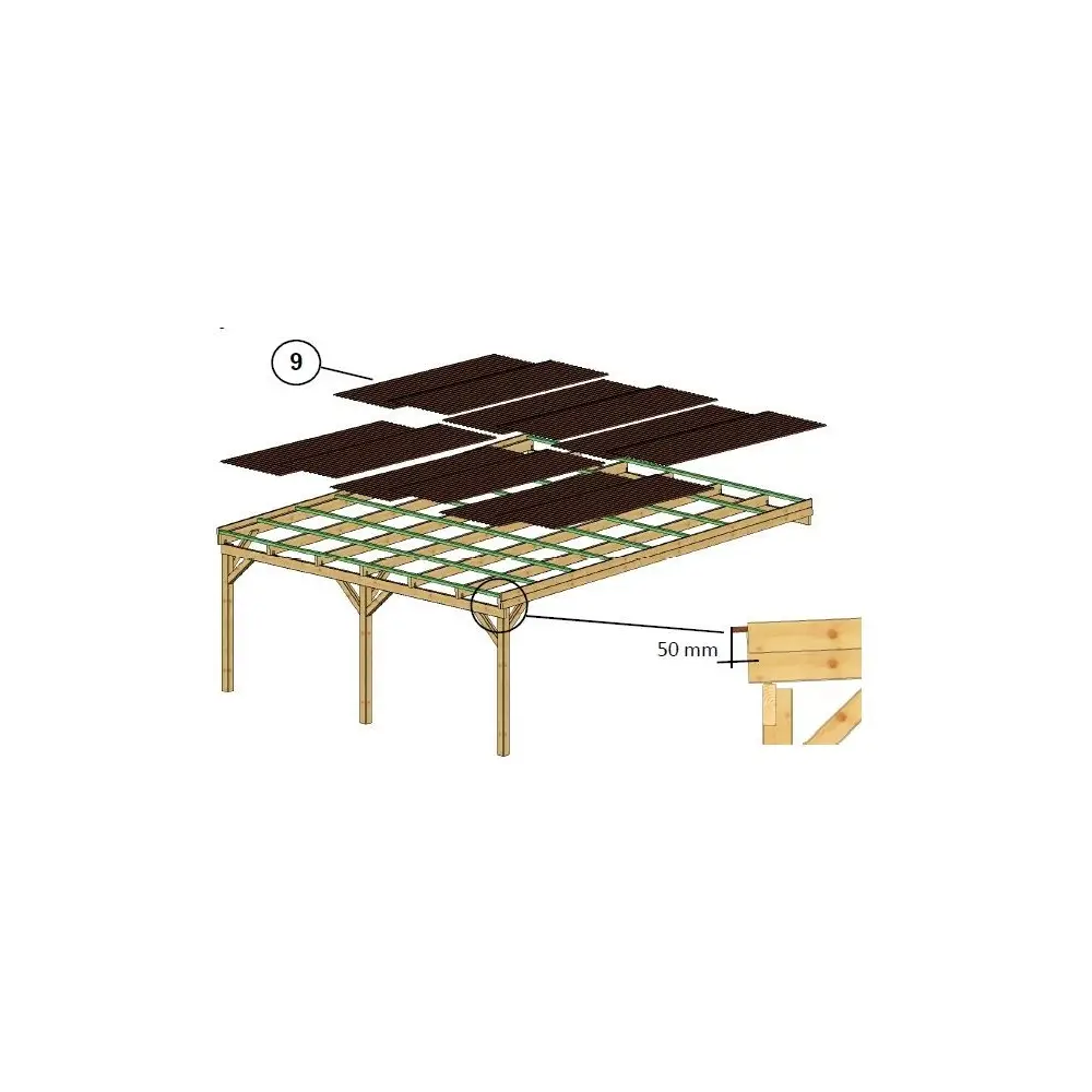 Carport, abri de voiture  5.8x5.06 m - 29 m2 - couverture PVC 