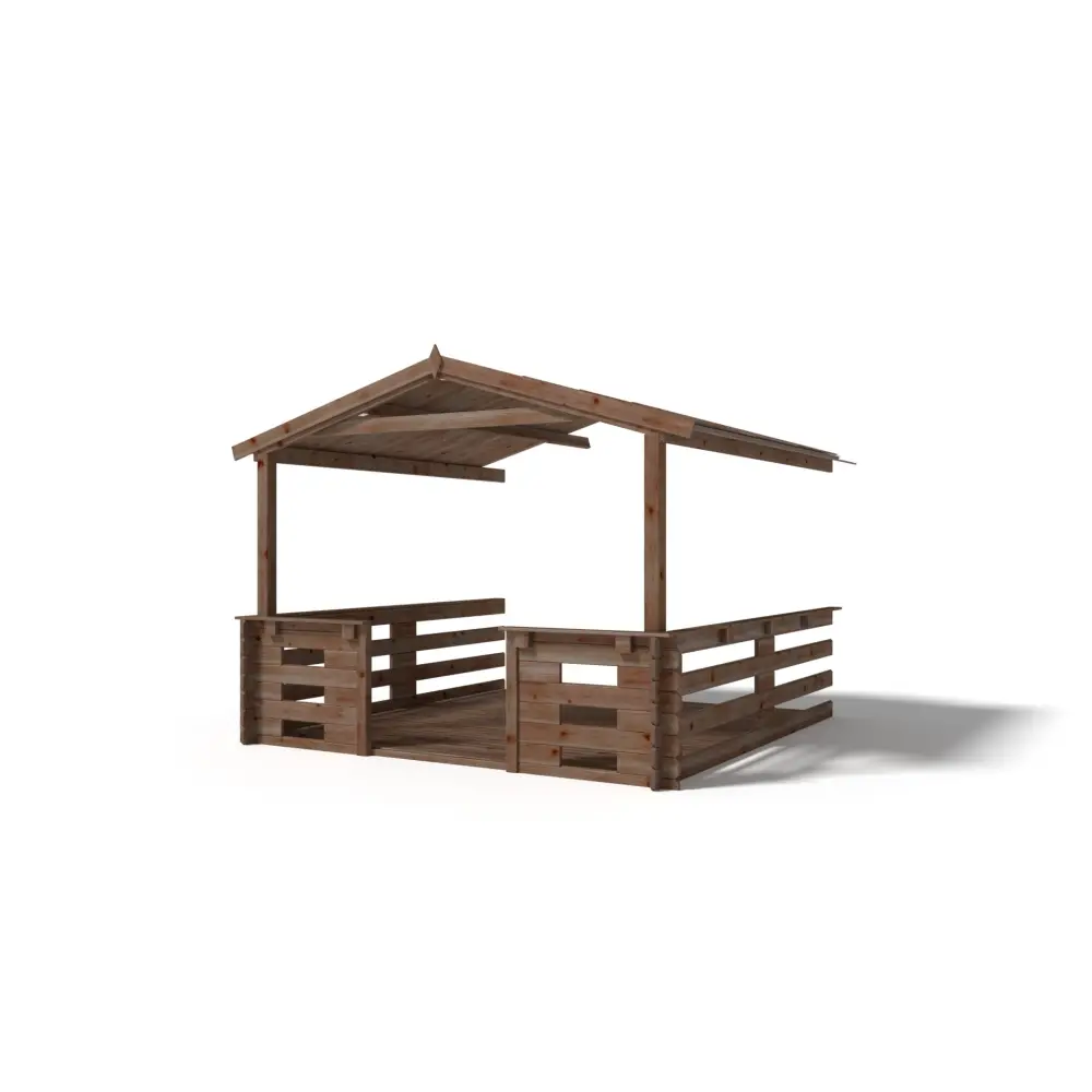 Avant-toit en bois 3x3m pour le chalet de jardin 3m, traité, marron
