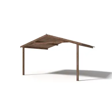Avant-toit en bois 4x3m pour le chalet de jardin 4m, traité, marron