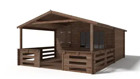 Avant-toit en bois 4x3m pour le chalet de jardin 4m, traité, marron