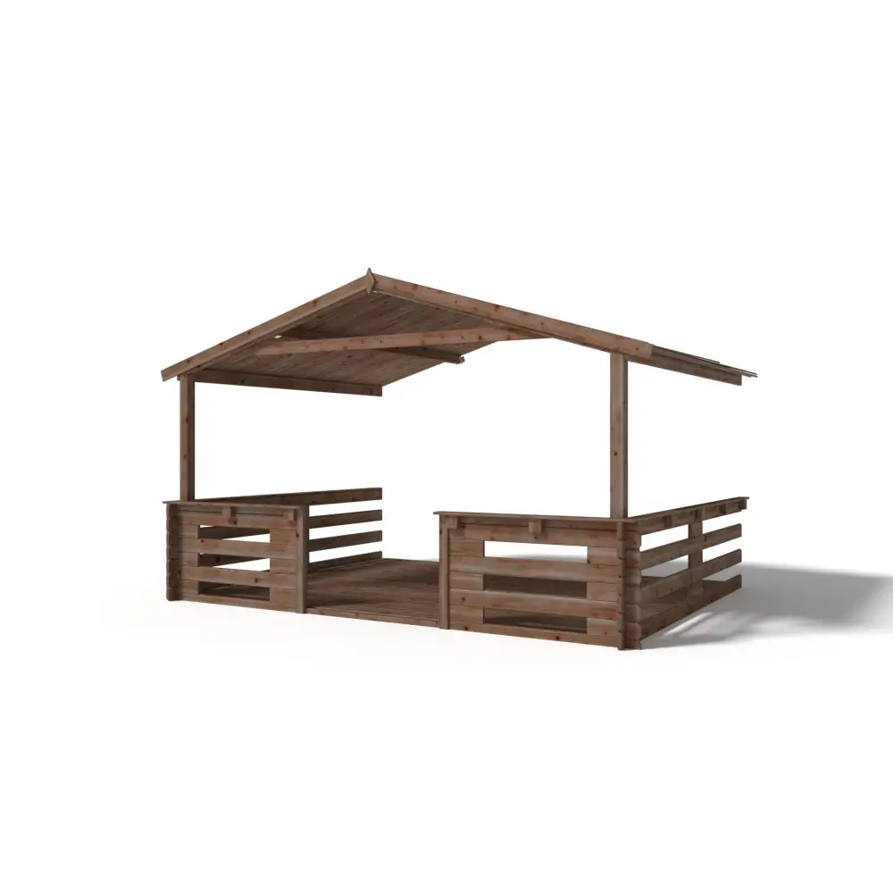 Avant-toit en bois 4x3m pour le chalet de jardin 4m, traité, marron