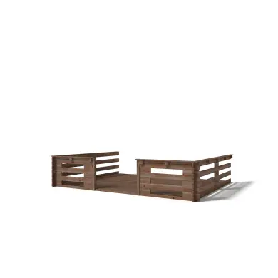 Terrasse en bois avec balustrade pour abri en bois - 12m2 - 4m x 3m - imprégnée - couleur: marron