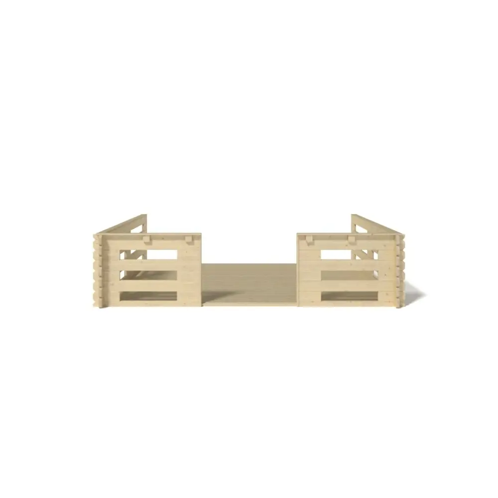 Terrasse en bois avec balustrade pour abri en bois - 12m2 - 4m x 3m - couleur: naturel
