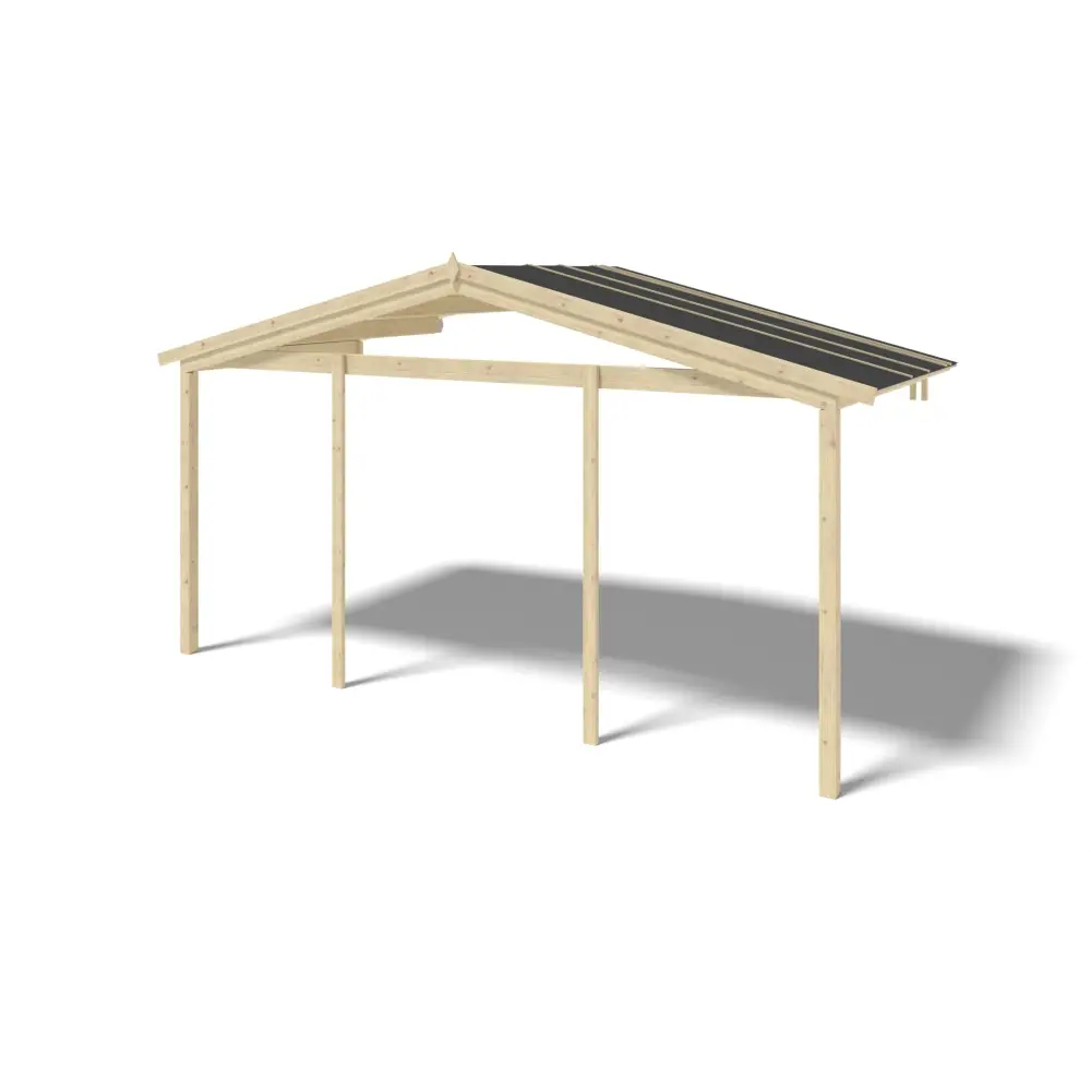 Avant-toit en bois 5x2m pour le chalet de jardin 5m, couleur naturel