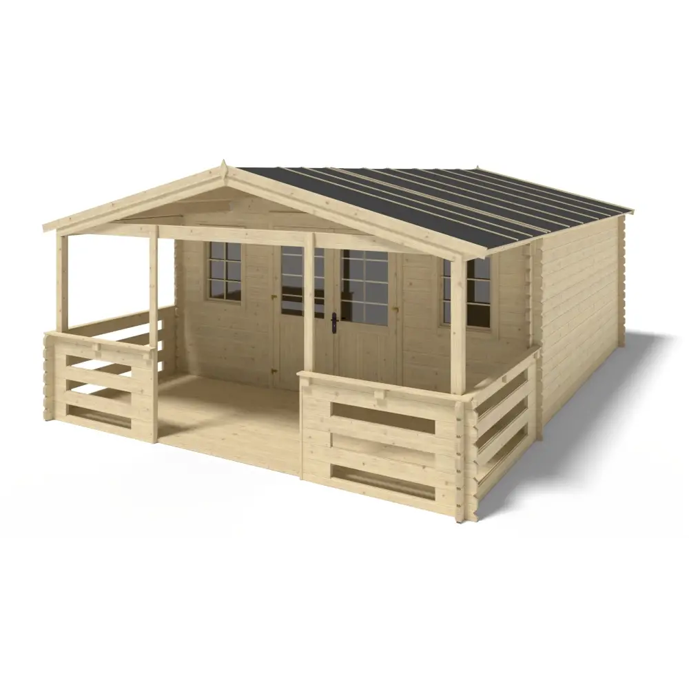 Avant-toit en bois 5x2m pour le chalet de jardin 5m, couleur naturel