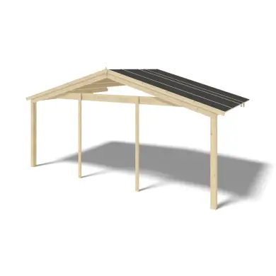 Avant-toit en bois 6x3m pour le chalet de jardin 6m, couleur naturel