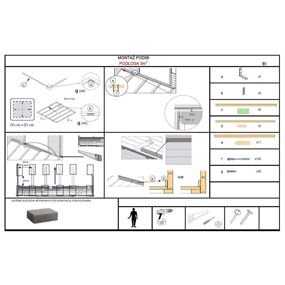 Plancher universel pour abris de jardin - 28 mm - paquet de 3 m2 - Non traité