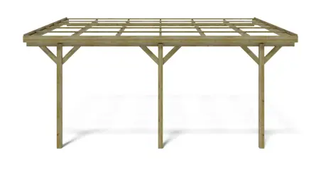 Carport, abri de voiture  3x5.24 m - 15 m2 - adossé 