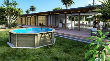 Piscine en bois 4.71x4.72 - H.1.2 m  autoportante