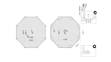 Piscine en bois 4.71x4.72 - H.1.2 m  autoportante