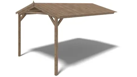 Avant-toit en bois 4x2.76m pour le chalet de jardin 4m, traité, marron
