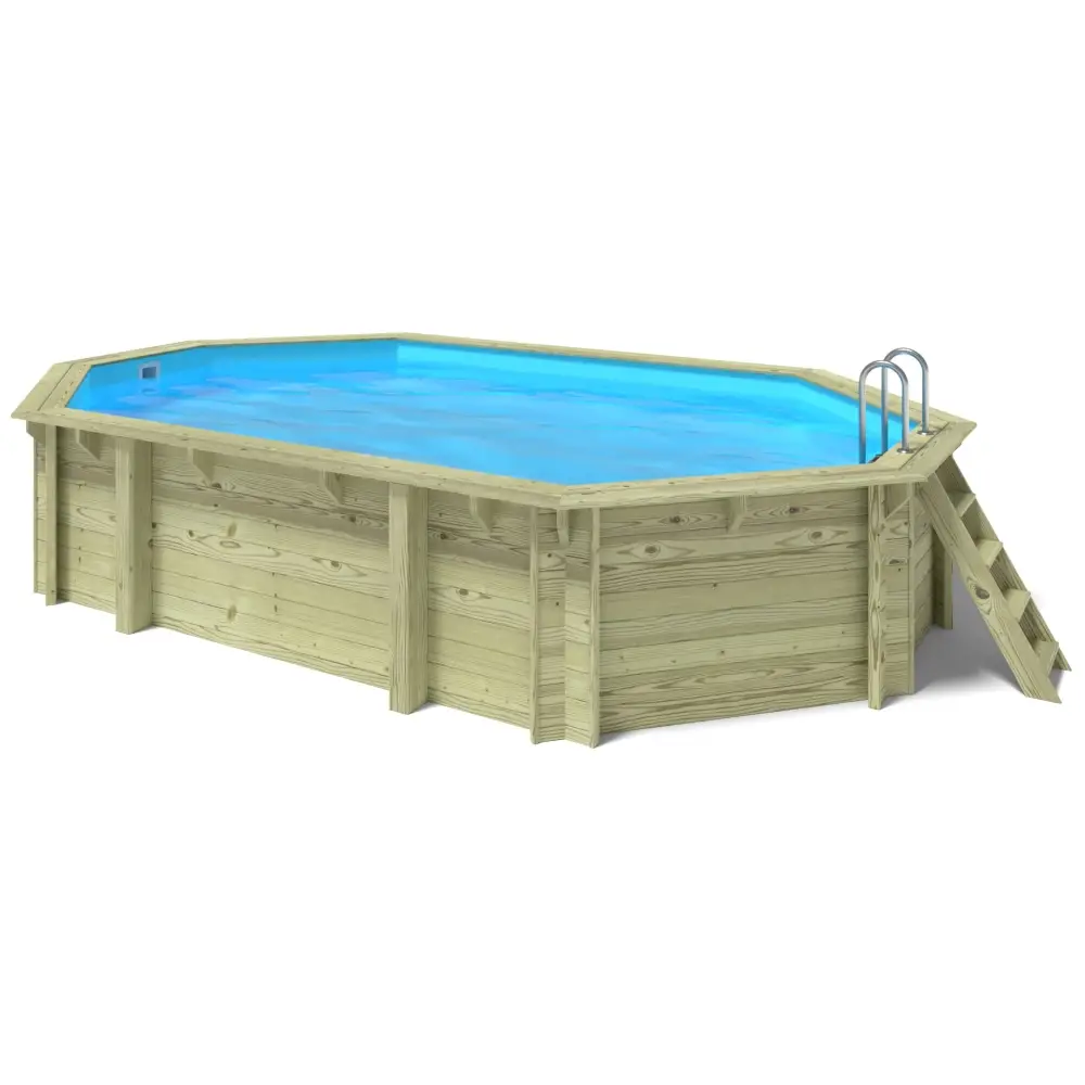Piscine en bois 6.57x4.07 - H.1.2 m fixations à sceller
