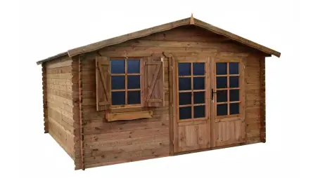 Abri de jardin en bois - 16m2 - 4x4m - Traité - Ep. 28mm - Couleur: marron