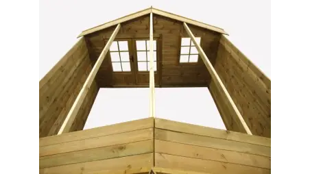 Abri de jardin en bois - 16m2 - 4x4m - Traité - Ep. 28mm - Couleur: marron