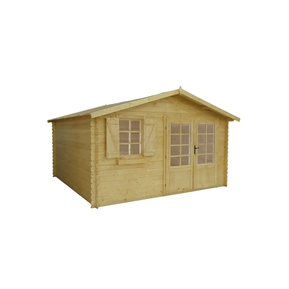 Abri de jardin en bois - 16m2 - 4x4m - Ep. 28mm - Couleur: naturel