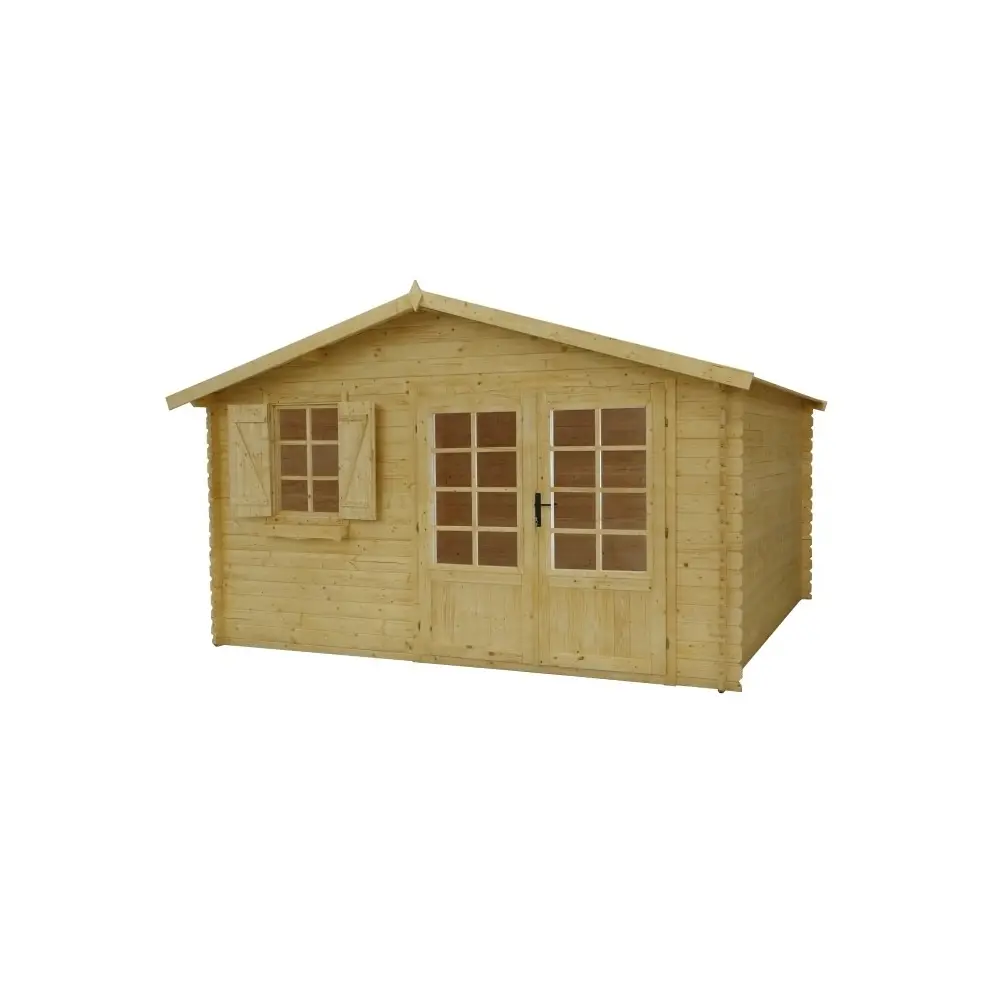 Abri de jardin en bois - 16m2 - 4x4m - Ep. 28mm - Couleur: naturel