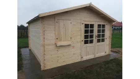 Abri de jardin en bois - 16m2 - 4x4m - Ep. 28mm - Couleur: naturel