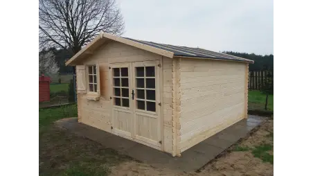 Abri de jardin en bois - 16m2 - 4x4m - Ep. 28mm - Couleur: naturel