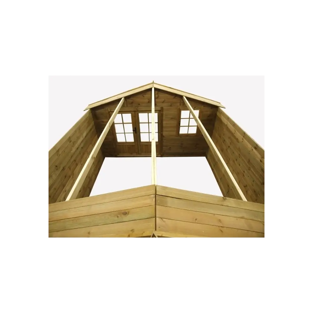 Abri de jardin en bois - 16m2 - 4x4m - Ep. 28mm - Couleur: naturel