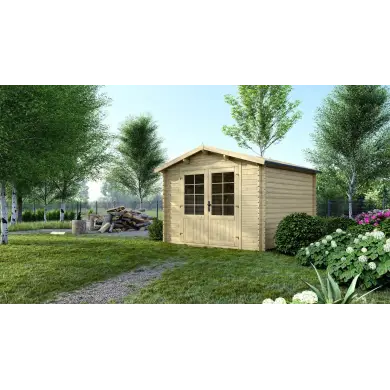 Abri de jardin en bois - 9m2 - 3x3m - Ep. 28mm - Couleur: naturel