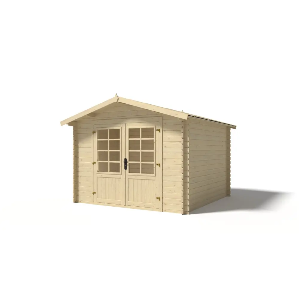 Abri de jardin en bois - 9m2 - 3x3m - Ep. 28mm - Couleur: naturel