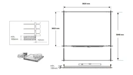 Abri de jardin en bois - 4x4 m + terrasse avec balustrade et avant-toit en bois - 24 m2 - Traité