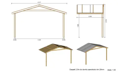 Abri de jardin en bois - 4x4 m + terrasse avec balustrade et avant-toit en bois - 24 m2 - Traité