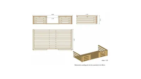 Abri de jardin en bois - 4x4 m + terrasse avec balustrade et avant-toit en bois - 24 m2 - Traité