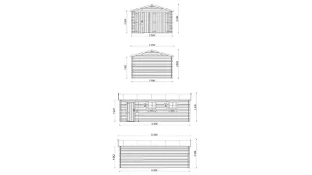 Garage en bois - 21m2 - 3.5x6m - imprégné - Ep. 28mm - couleur: marron