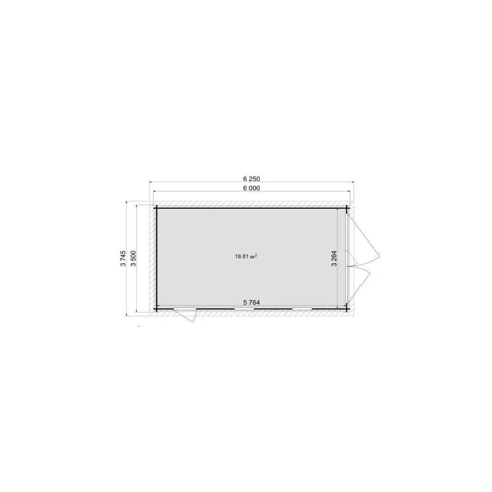 Garage en bois - 21m2 - 3.5x6m - imprégné - Ep. 28mm - couleur: marron