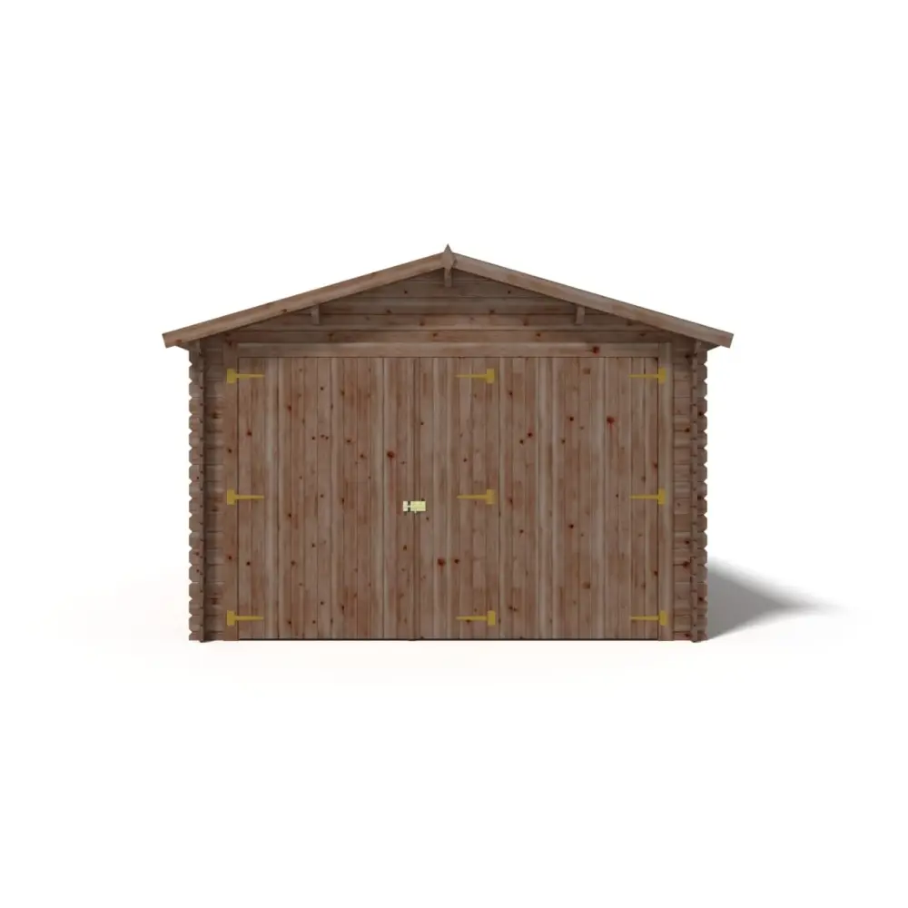 Garage en bois - 21m2 - 3.5x6m - imprégné - Ep. 28mm - couleur: marron