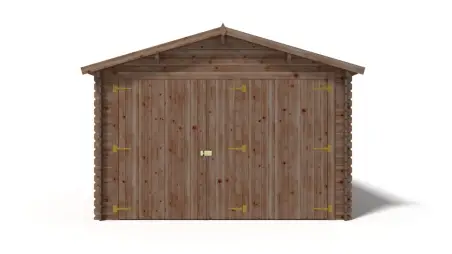 Garage en bois - 21m2 - 3.5x6m - imprégné - Ep. 28mm - couleur: marron