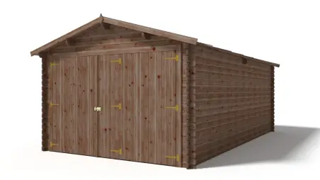 Garage en bois - 21m2 - 3.5x6m - imprégné - Ep. 28mm - couleur: marron
