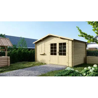 Abri de jardin en bois - 12m2 - 4x3m - Ep. 28mm - Couleur: naturel