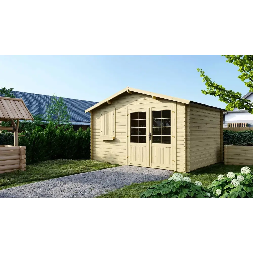 Abri de jardin en bois - 12m2 - 4x3m - Ep. 28mm - Couleur: naturel