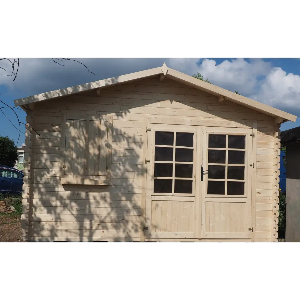 Abri de jardin en bois - 12m2 - 4x3m - Ep. 28mm - Couleur: naturel