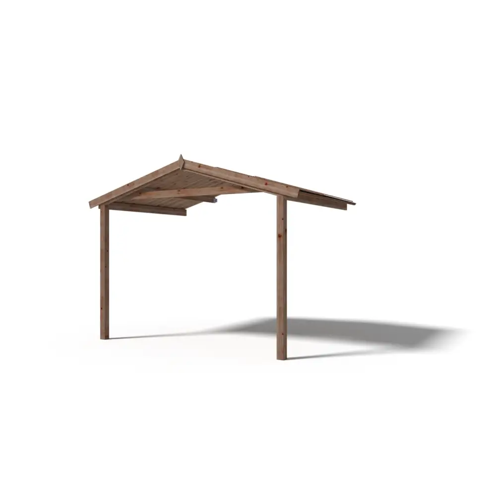 Avant-toit en bois 3x2m pour le chalet de jardin 3m, traité, marron