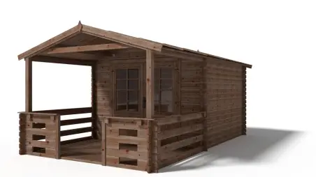 Avant-toit en bois 3x2m pour le chalet de jardin 3m, traité, marron
